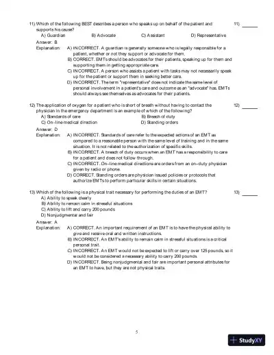 Emergency Care (EMT), 13th Edition Test Bank - Page 6 preview image