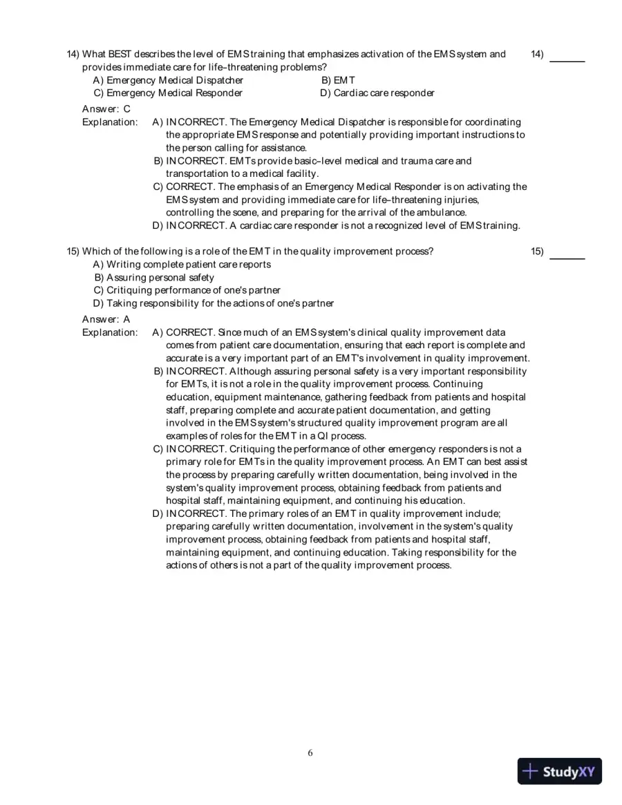 Emergency Care (EMT), 13th Edition Test Bank, page 7
