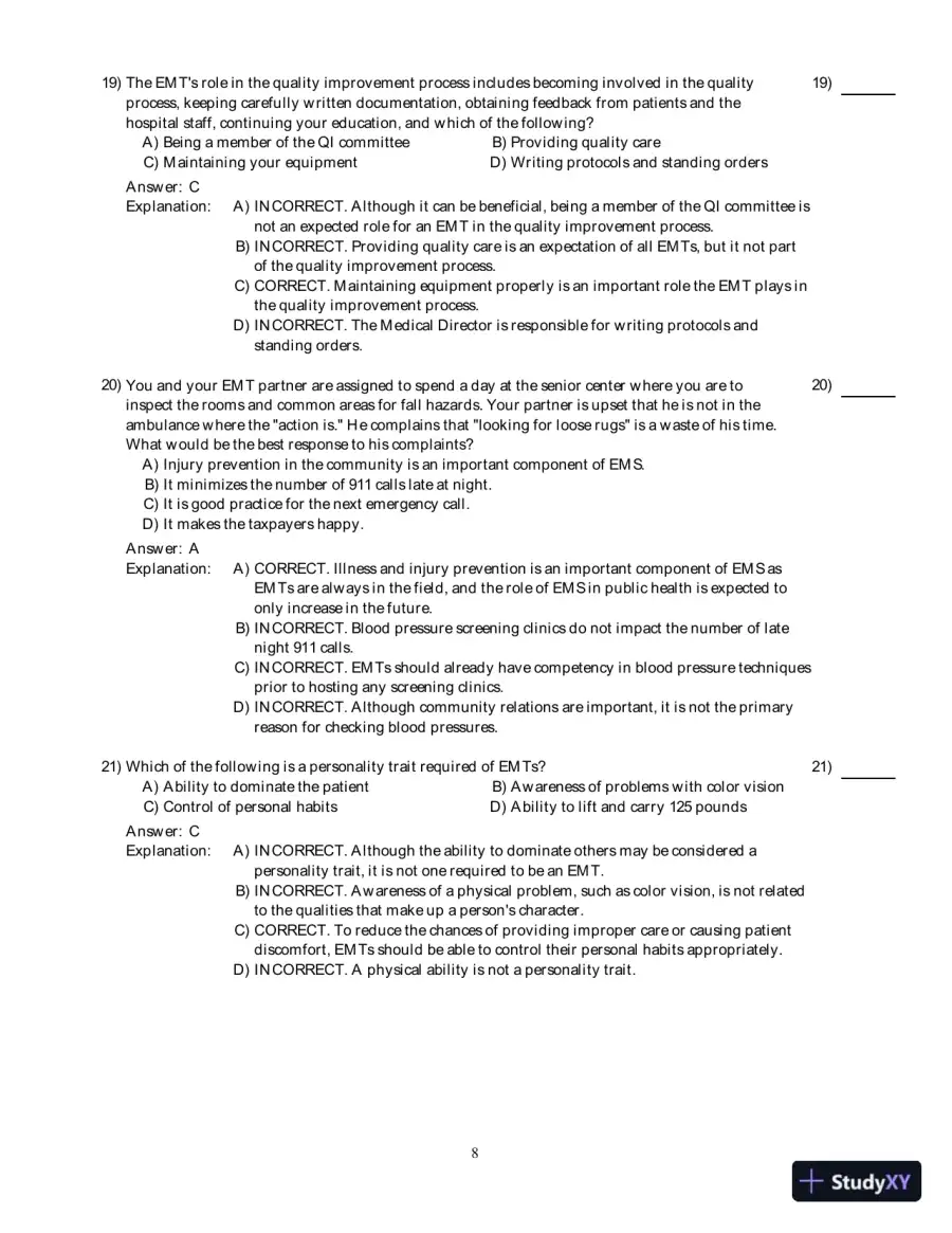 Emergency Care (EMT), 13th Edition Test Bank, page 9