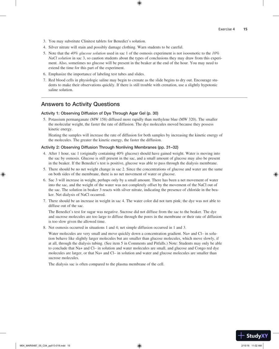 Solution Manual for Laboratory Manual for Anatomy and Physiology, 6th Edition, page 16