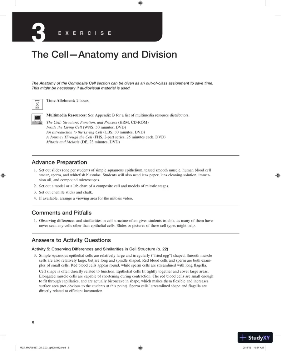 Solution Manual for Laboratory Manual for Anatomy and Physiology, 6th Edition, page 9