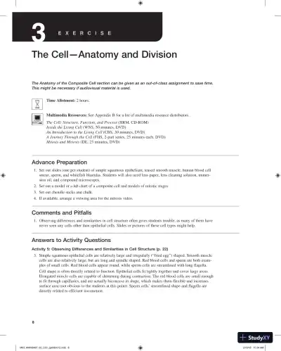 Solution Manual for Laboratory Manual for Anatomy and Physiology, 6th Edition - Page 9 preview image