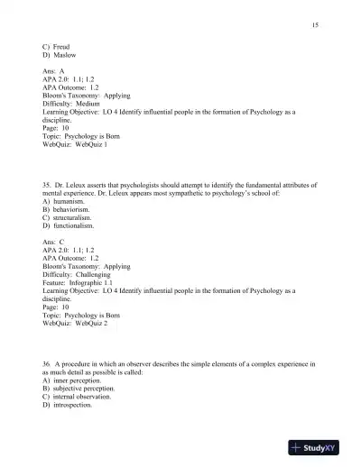 Scientific American: Psychology 1st Edition Test Bank - Page 16 preview image