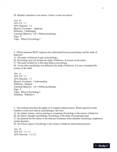 Scientific American: Psychology 1st Edition Test Bank - Page 3 preview image