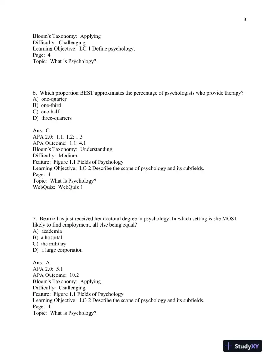 Scientific American: Psychology 1st Edition Test Bank, page 4