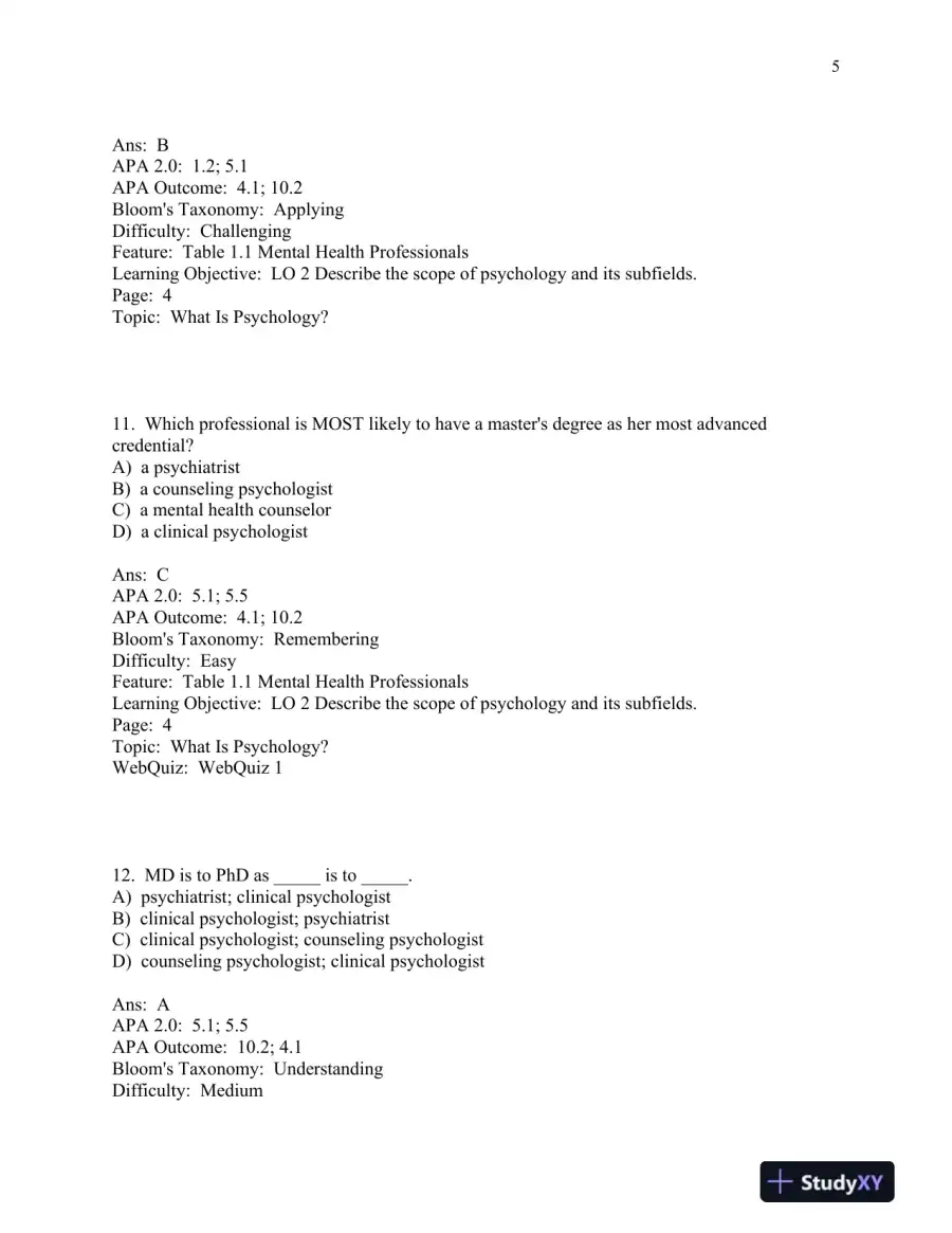 Scientific American: Psychology 1st Edition Test Bank, page 6