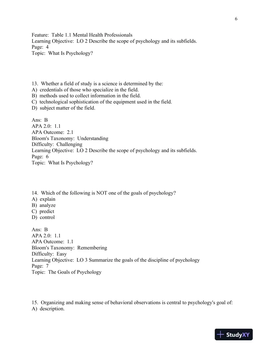 Scientific American: Psychology 1st Edition Test Bank, page 7