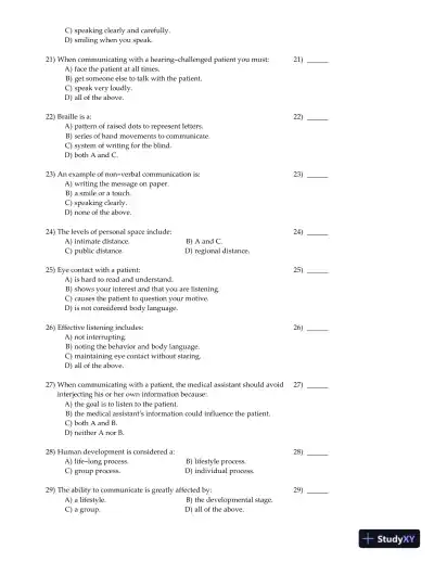 Clinical Medical Assisting: Foundations and Practice 1st Edition Test Bank - Page 11 preview image