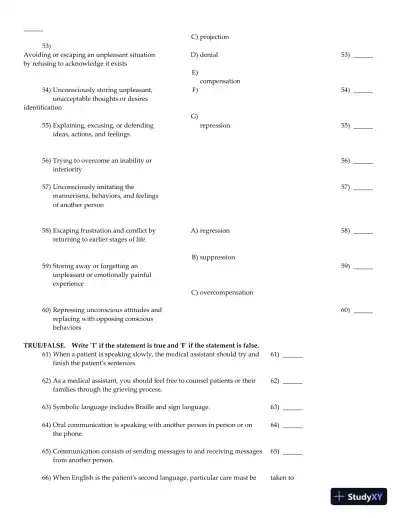 Clinical Medical Assisting: Foundations and Practice 1st Edition Test Bank - Page 14 preview image
