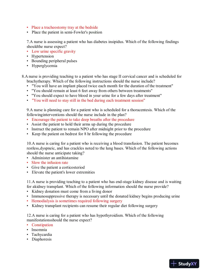 2019 ATI RN Proctored Exam with Answers (87 Solved Questions), page 3