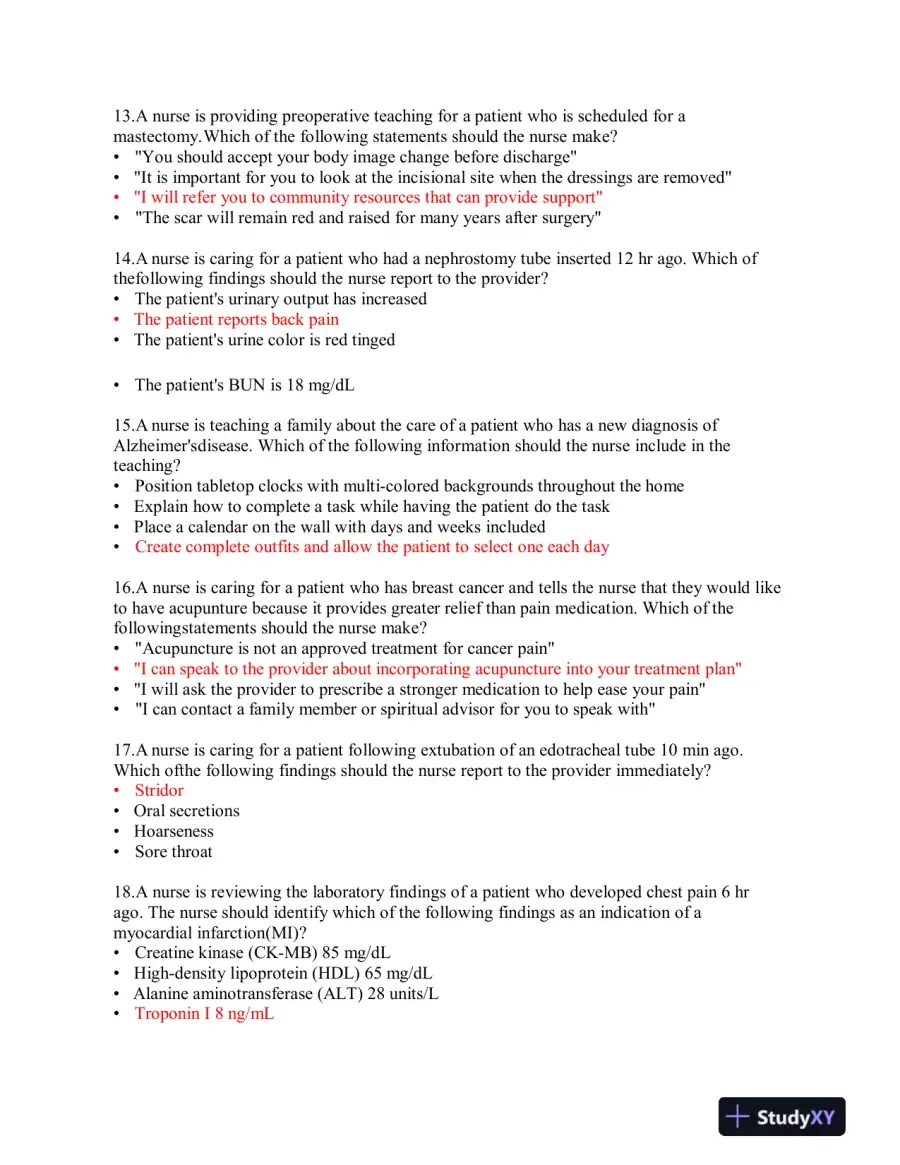 2019 ATI RN Proctored Exam with Answers (87 Solved Questions), page 4