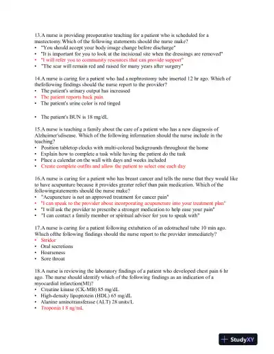 2019 ATI RN Proctored Exam with Answers (87 Solved Questions) - Page 4 preview image