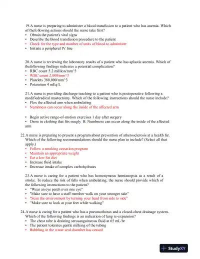 2019 ATI RN Proctored Exam with Answers (87 Solved Questions) - Page 5 preview image