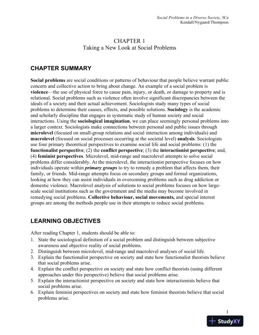 Social Problems In A Diverse Society, Third Canadian Edition Solution Manual, page 3