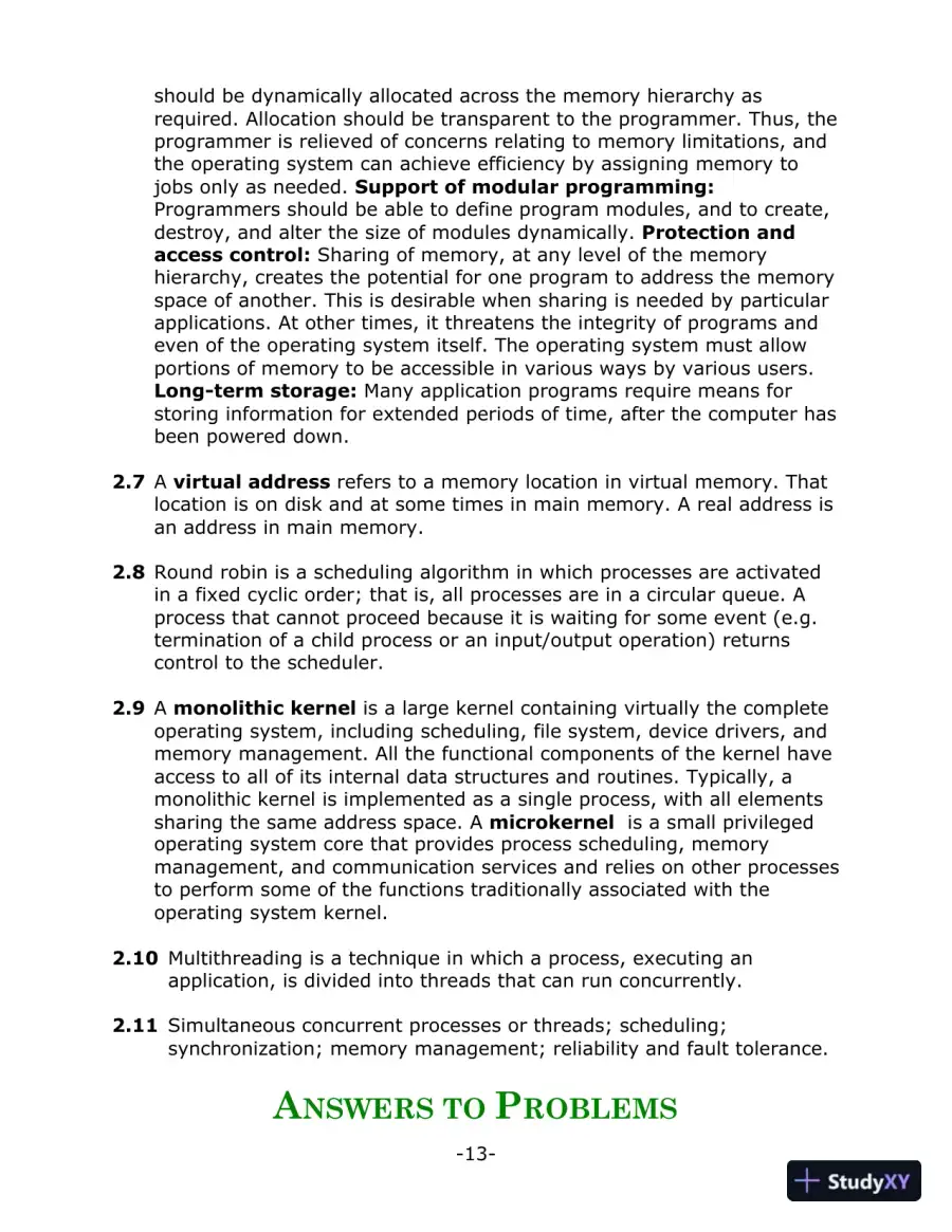 Solution Manual for Operating Systems: Internals and Design Principles, 9th Edition, page 12