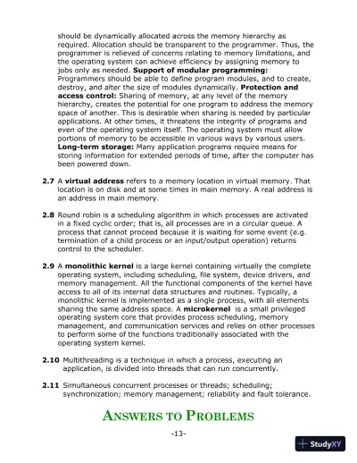 Solution Manual for Operating Systems: Internals and Design Principles, 9th Edition - Page 12 preview image