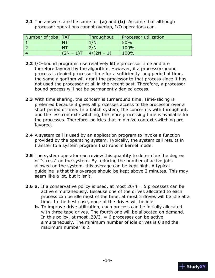 Solution Manual for Operating Systems: Internals and Design Principles, 9th Edition, page 13