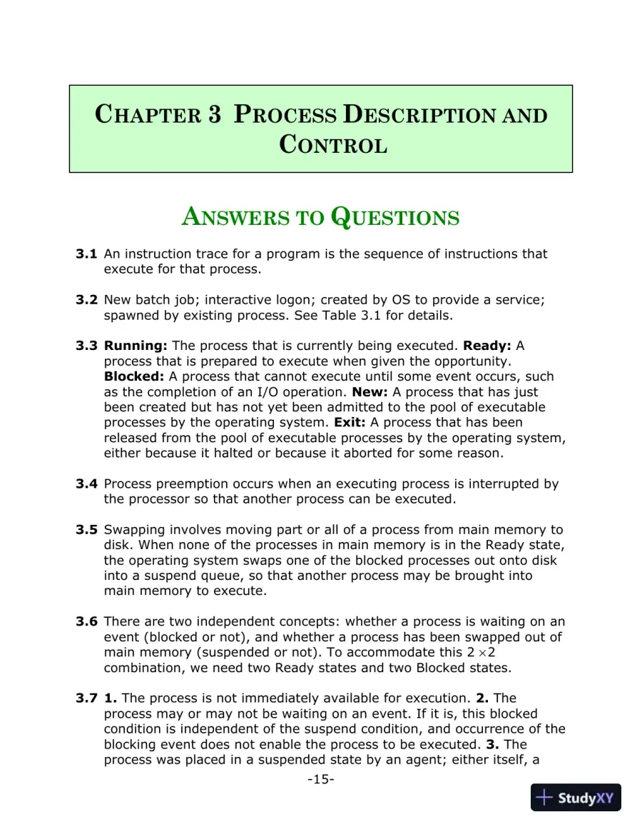 Solution Manual for Operating Systems: Internals and Design Principles, 9th Edition, page 14