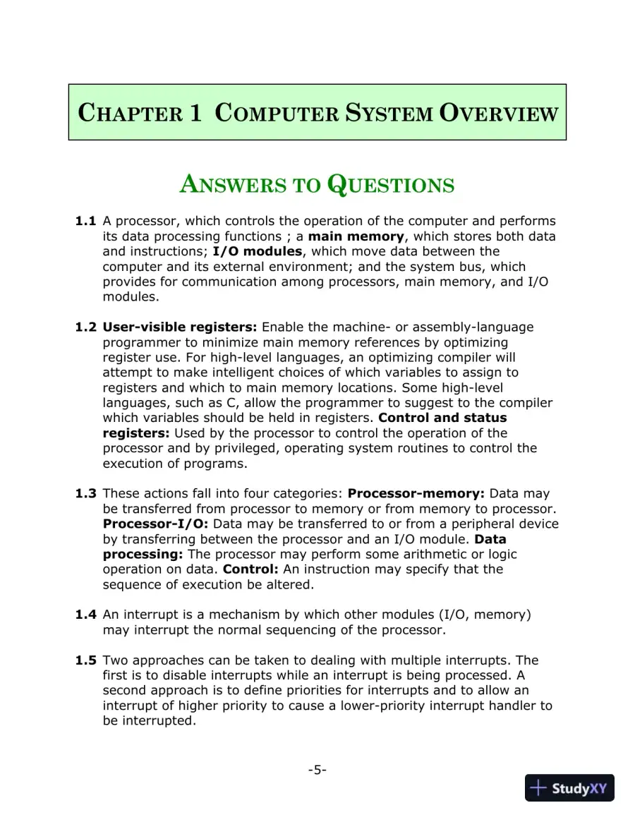 Solution Manual for Operating Systems: Internals and Design Principles, 9th Edition, page 4