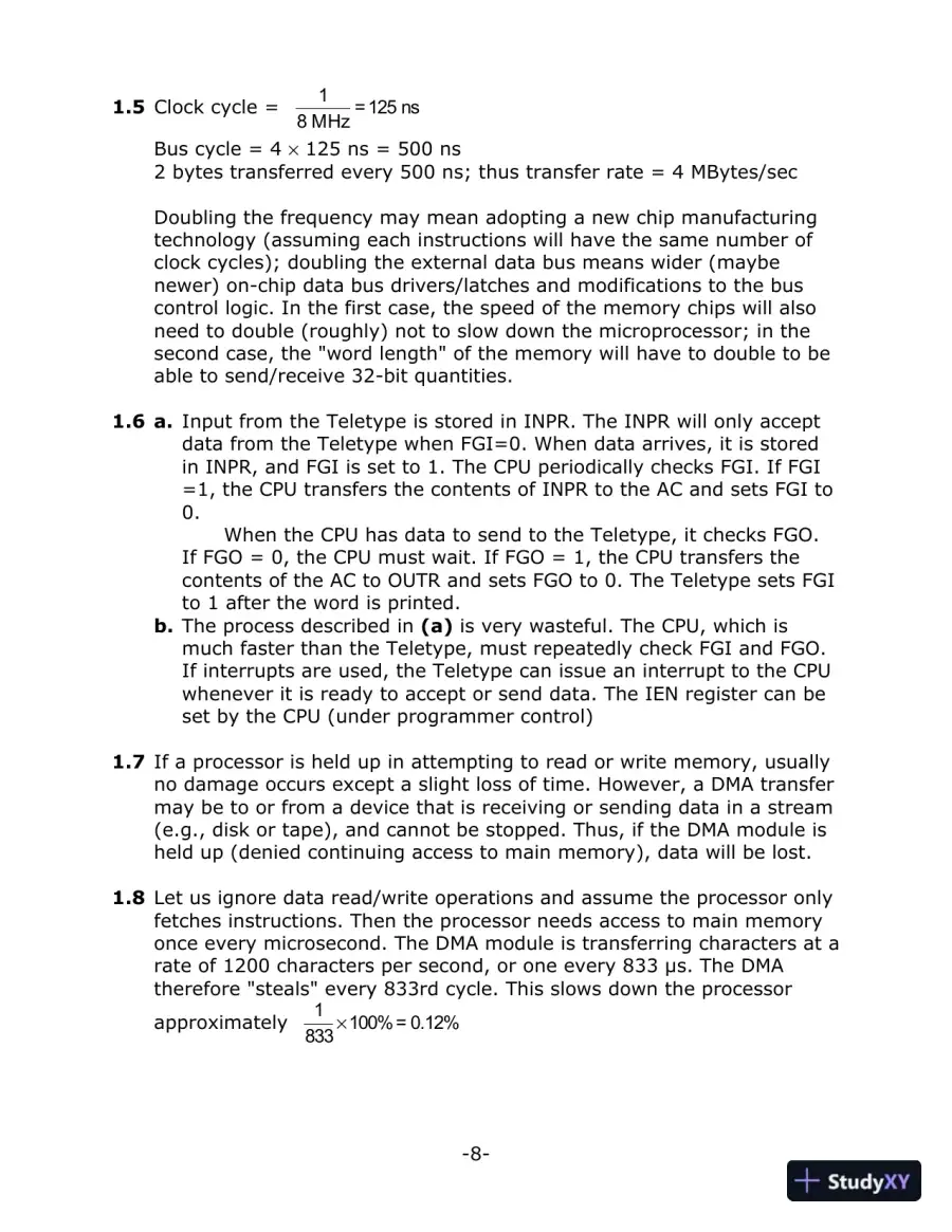 Solution Manual for Operating Systems: Internals and Design Principles, 9th Edition, page 7