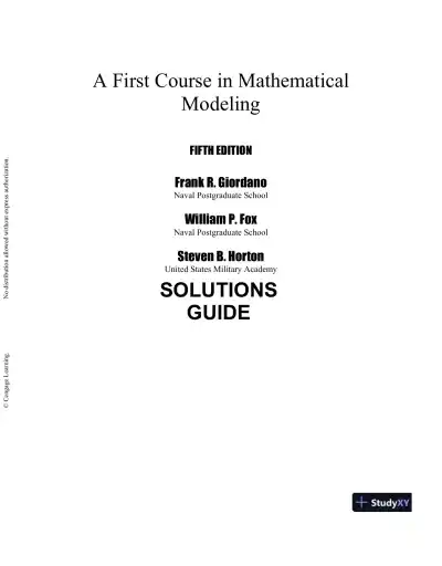 Solution Manual for A First Course in Mathematical Modeling, 5th Edition - Page 1 preview image