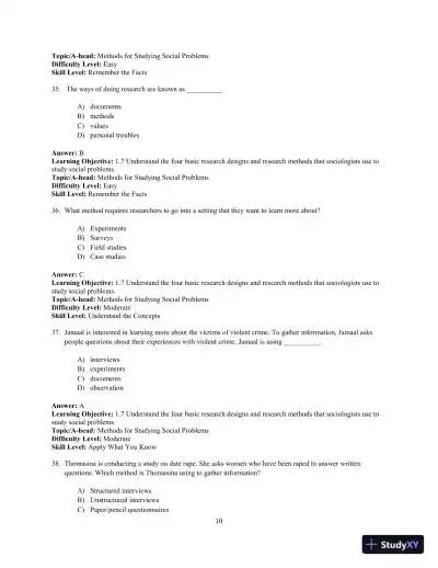 Test Bank for Social Problems: A Down-to-Earth Approach, 13th Edition - Page 13 preview image