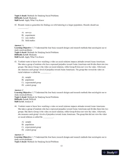 Test Bank for Social Problems: A Down-to-Earth Approach, 13th Edition - Page 15 preview image