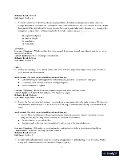 Test Bank for Social Problems: A Down-to-Earth Approach, 13th Edition - Page 16 preview image