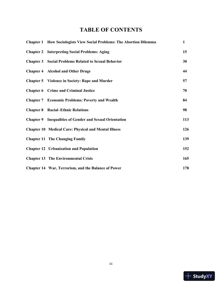 Test Bank for Social Problems: A Down-to-Earth Approach, 13th Edition, page 3