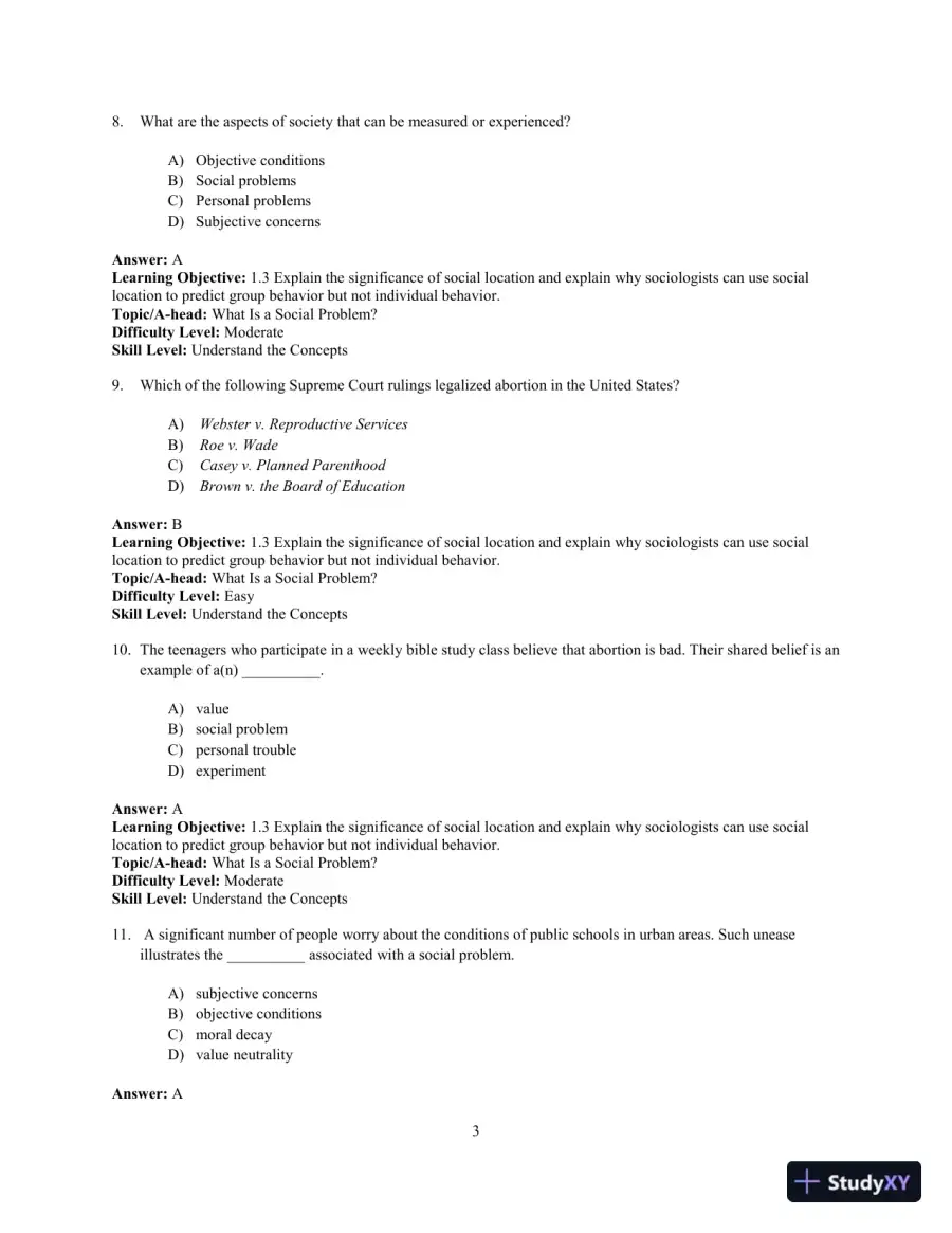 Test Bank for Social Problems: A Down-to-Earth Approach, 13th Edition, page 6