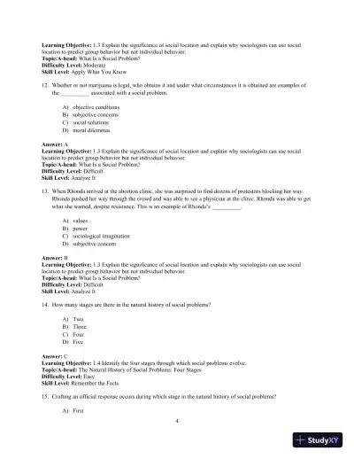 Test Bank for Social Problems: A Down-to-Earth Approach, 13th Edition - Page 7 preview image