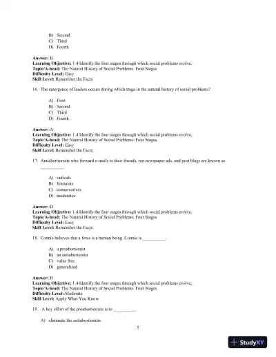 Test Bank for Social Problems: A Down-to-Earth Approach, 13th Edition - Page 8 preview image