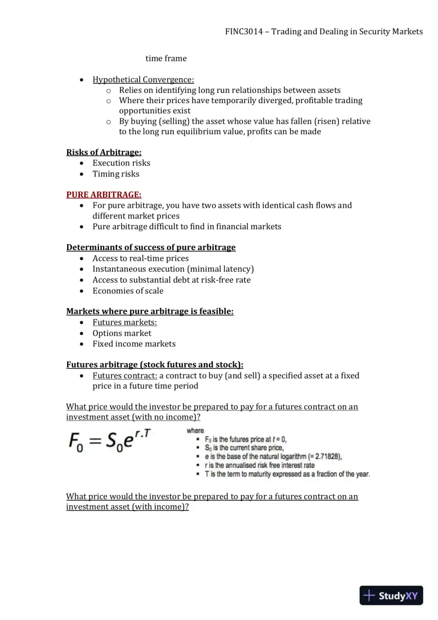 FINC3014 � Trading and Dealing in Security Markets, page 4