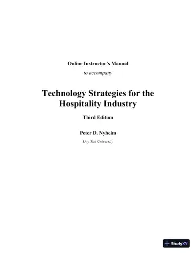 Technology Strategies for the Hospitality Industry, 3rd Edition Class Notes - Page 1 preview image