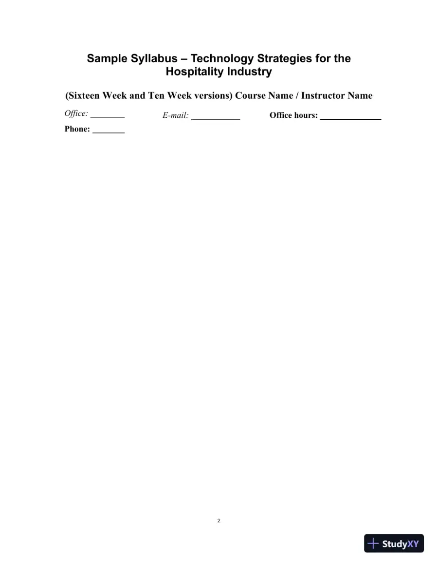 Technology Strategies for the Hospitality Industry, 3rd Edition Class Notes, page 5