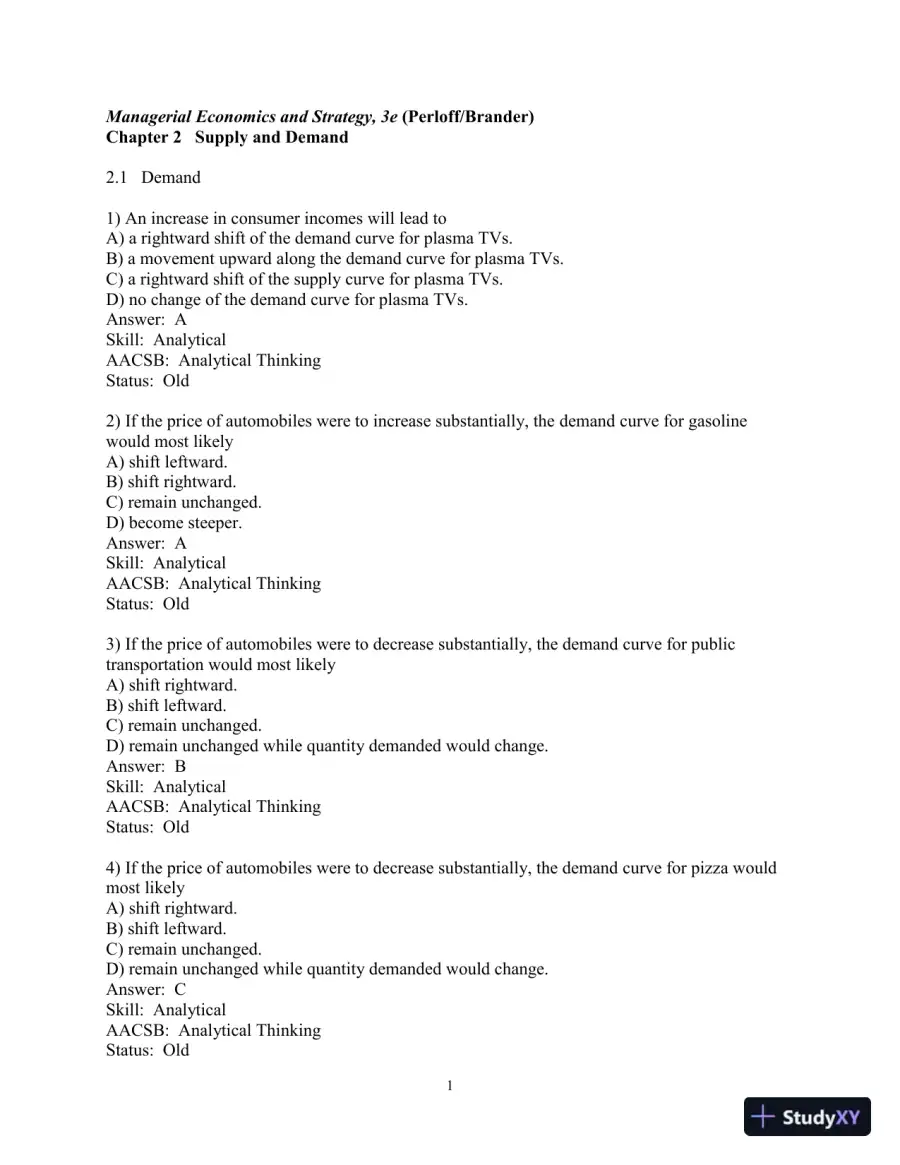 Test Bank for Managerial Economics And Strategy, 3rd Edition, page 12