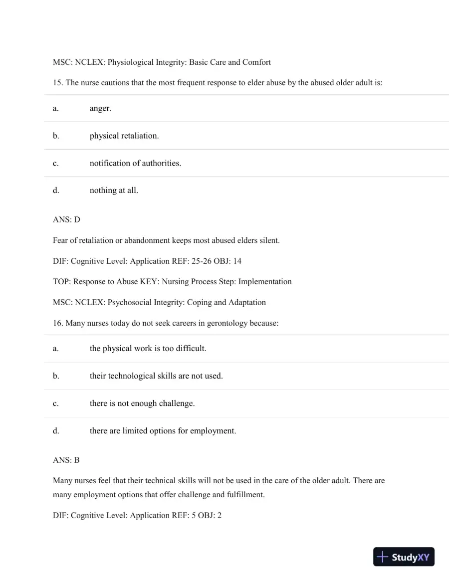 Test Bank For Basic Geriatric Nursing, 5e (Wold, Basic Geriatric Nursing), 5th Edition, page 10