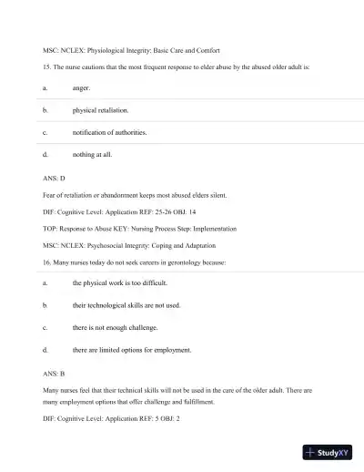 Test Bank For Basic Geriatric Nursing, 5e (Wold, Basic Geriatric Nursing), 5th Edition - Page 10 preview image