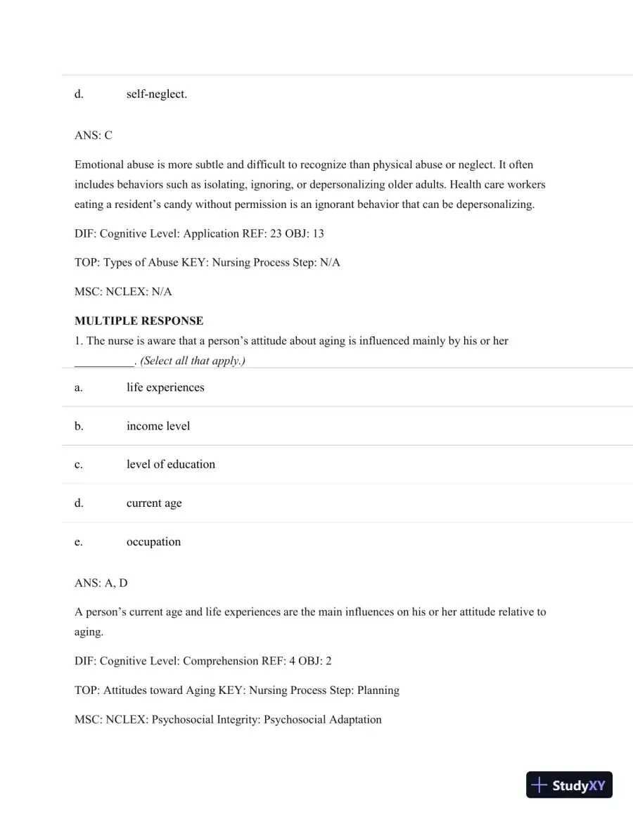 Test Bank For Basic Geriatric Nursing, 5e (Wold, Basic Geriatric Nursing), 5th Edition, page 13