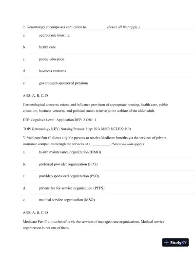Test Bank For Basic Geriatric Nursing, 5e (Wold, Basic Geriatric Nursing), 5th Edition - Page 14 preview image