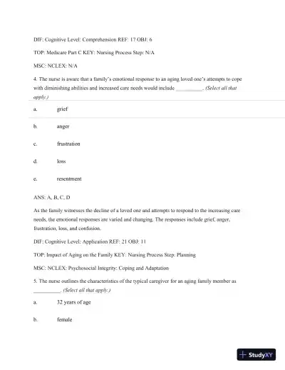 Test Bank For Basic Geriatric Nursing, 5e (Wold, Basic Geriatric Nursing), 5th Edition - Page 15 preview image