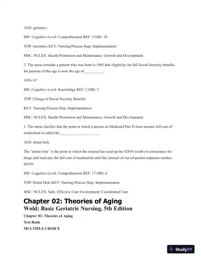 Test Bank For Basic Geriatric Nursing, 5e (Wold, Basic Geriatric Nursing), 5th Edition - Page 19 preview image