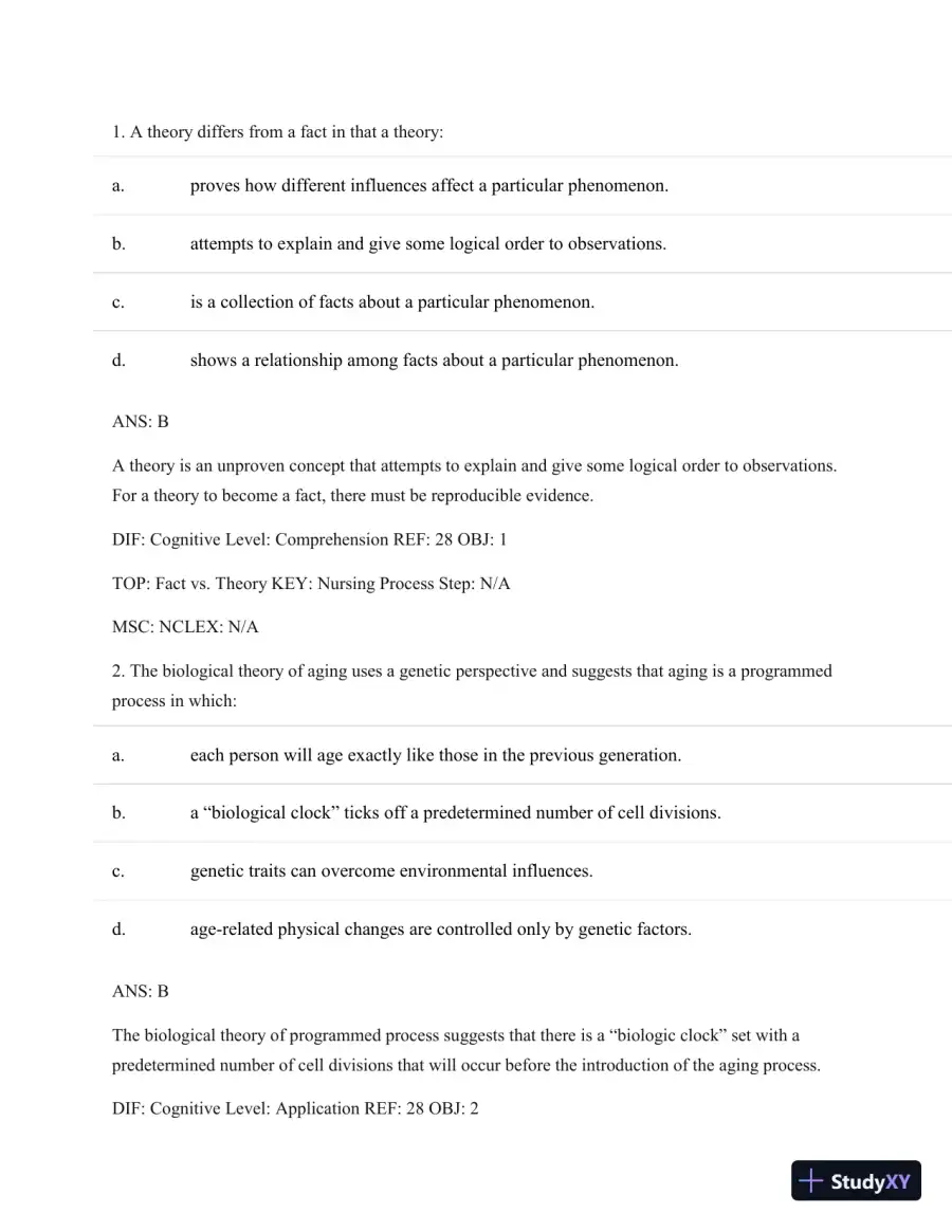 Test Bank For Basic Geriatric Nursing, 5e (Wold, Basic Geriatric Nursing), 5th Edition, page 20