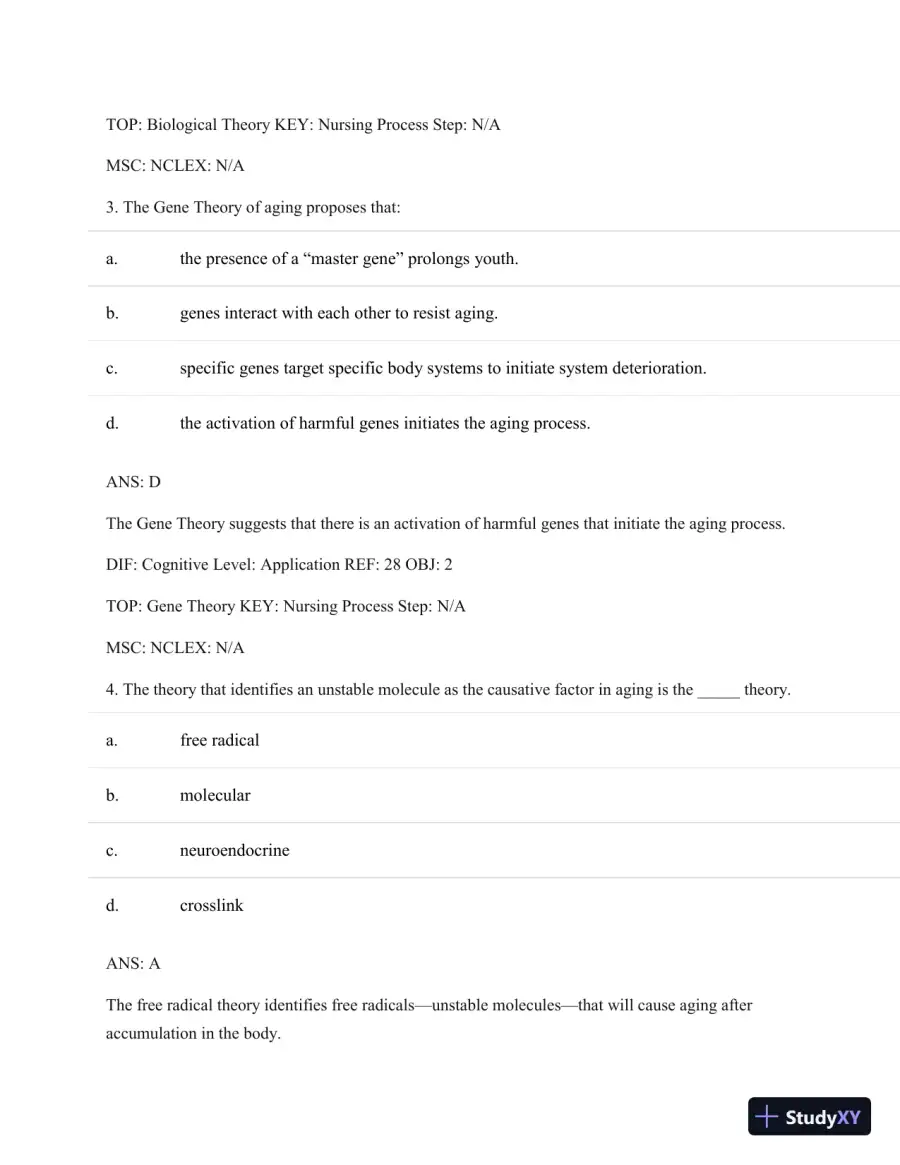 Test Bank For Basic Geriatric Nursing, 5e (Wold, Basic Geriatric Nursing), 5th Edition, page 21