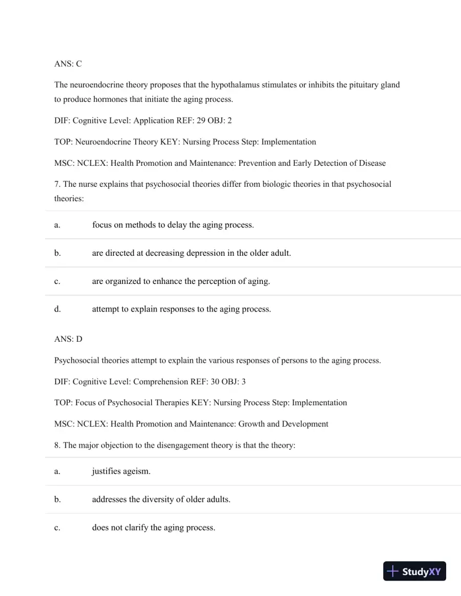 Test Bank For Basic Geriatric Nursing, 5e (Wold, Basic Geriatric Nursing), 5th Edition, page 23