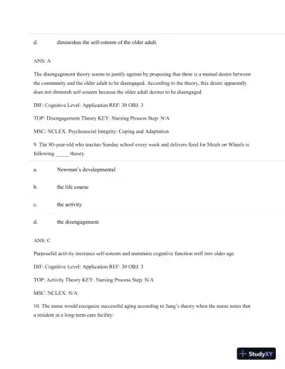 Test Bank For Basic Geriatric Nursing, 5e (Wold, Basic Geriatric Nursing), 5th Edition - Page 24 preview image