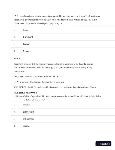 Test Bank For Basic Geriatric Nursing, 5e (Wold, Basic Geriatric Nursing), 5th Edition - Page 26 preview image