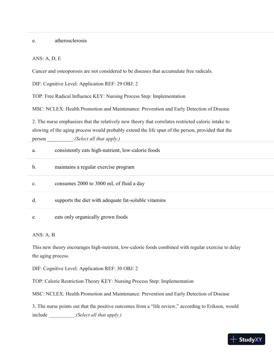 Test Bank For Basic Geriatric Nursing, 5e (Wold, Basic Geriatric Nursing), 5th Edition, page 27