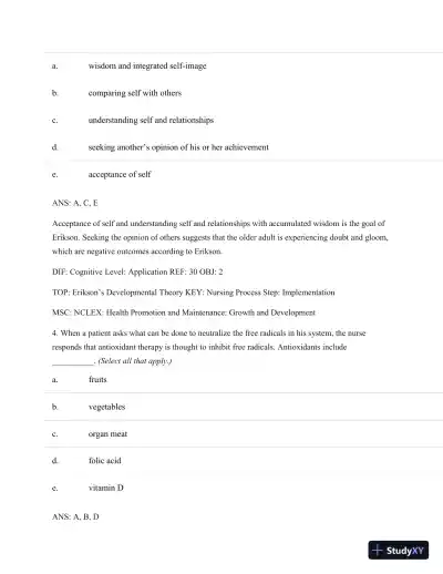 Test Bank For Basic Geriatric Nursing, 5e (Wold, Basic Geriatric Nursing), 5th Edition - Page 28 preview image