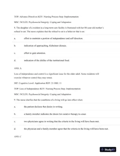Test Bank For Basic Geriatric Nursing, 5e (Wold, Basic Geriatric Nursing), 5th Edition - Page 6 preview image
